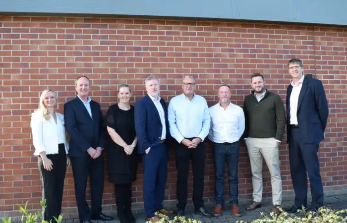 (left to right) MBO completed  - Jo Dawson, Darren Bocking, Amanda Hayes, Nick Gillott, David Hutchison, Richard Powell, Ross Jordan and James Burdekin.